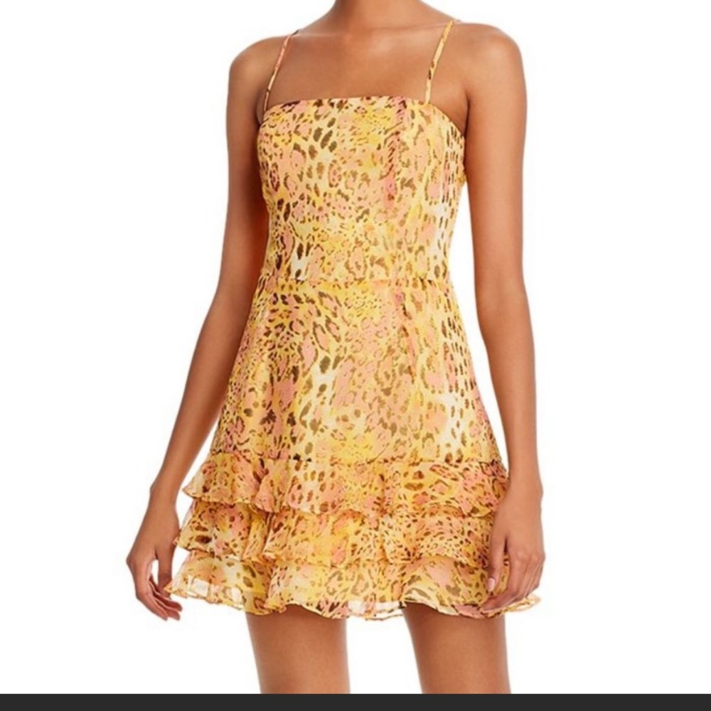 BARDOT leopard ruffle mini dress